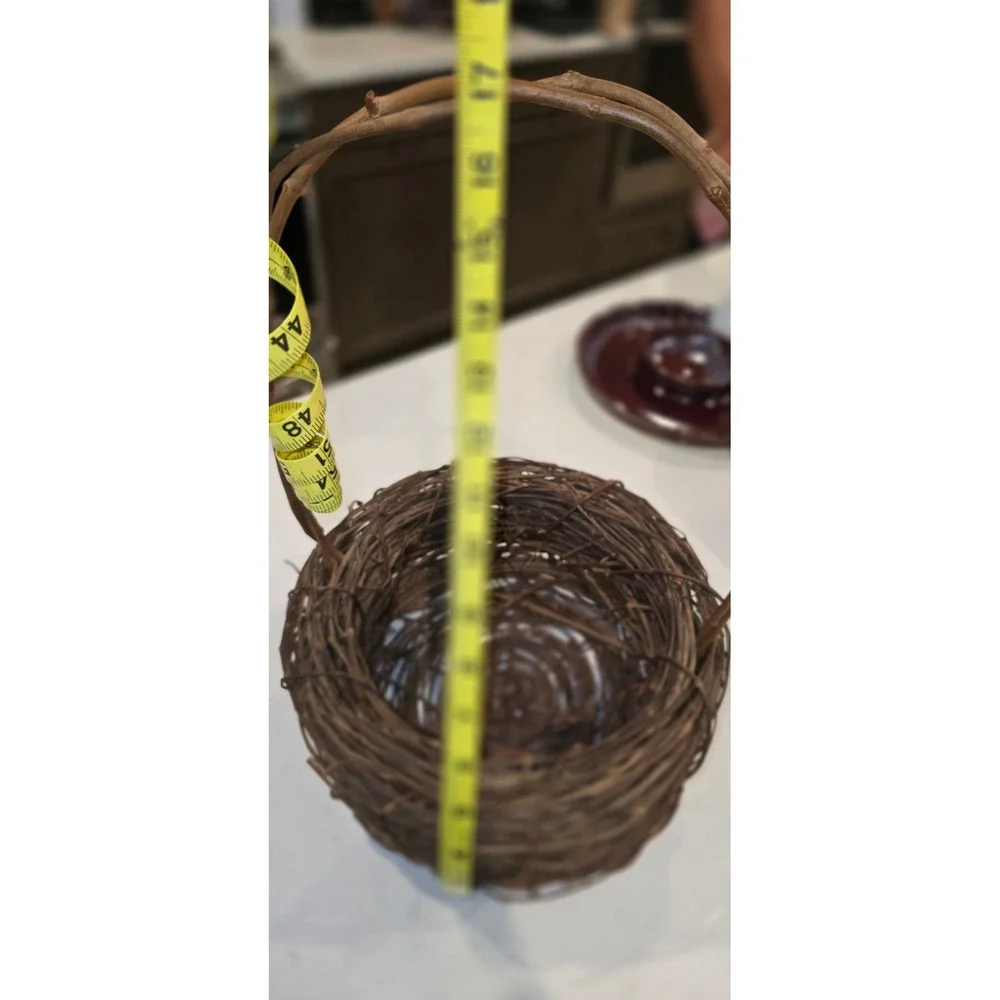 Rustic Grapevine Flower Girl Basket Brown Woven Vine Decorative Nesting Handle